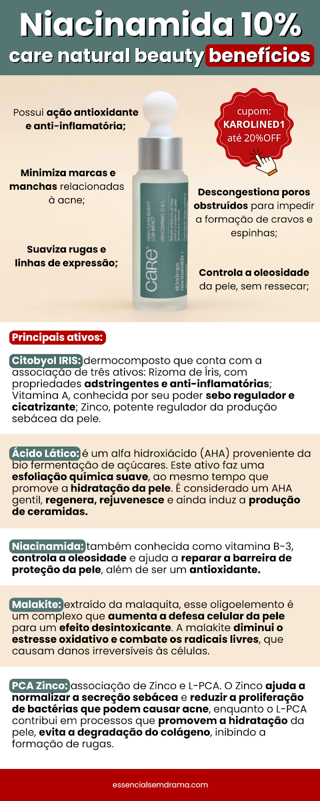 imagem de infográfico benefícios da niacinamida